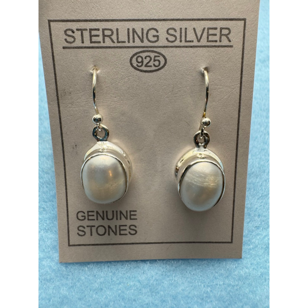 Sterling Silver White Pearl Drop Earrings
